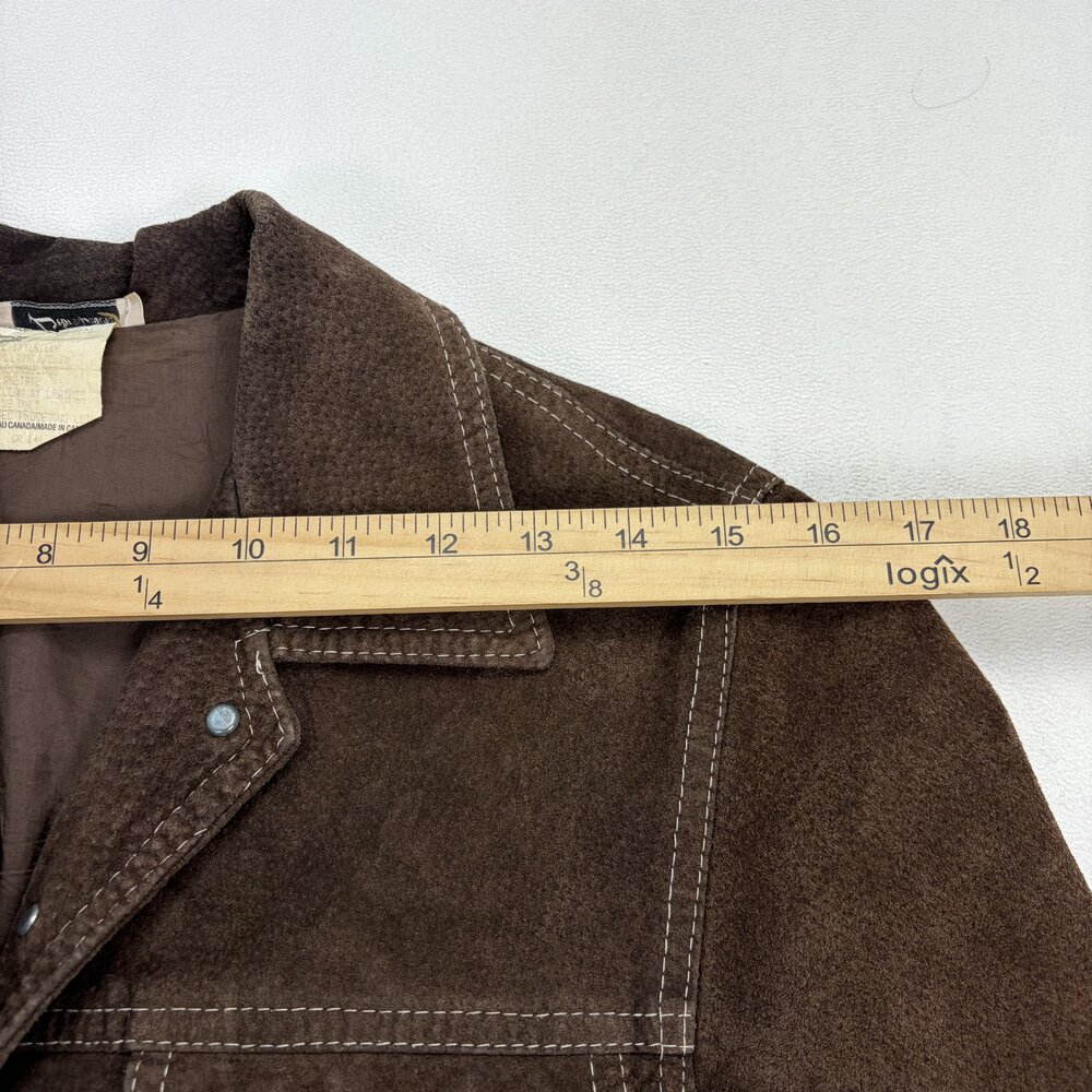 Zebra Leather Women's Brown Suede Snap Jacket Size M - Picture 8 of 10
